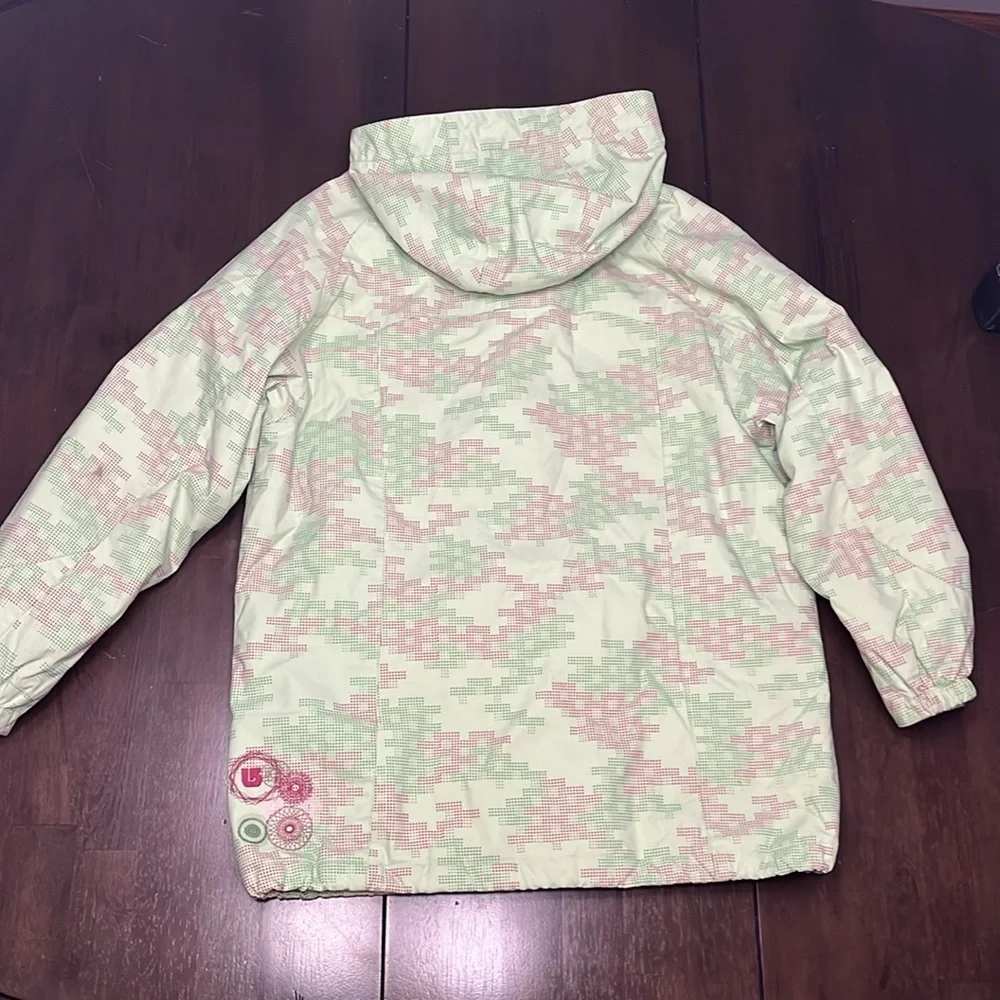 Burton Wanderlust Ski Snowboard Jacket Girls XL Lt. Green Geo Hooded Pink Parka - Picture 15 of 16